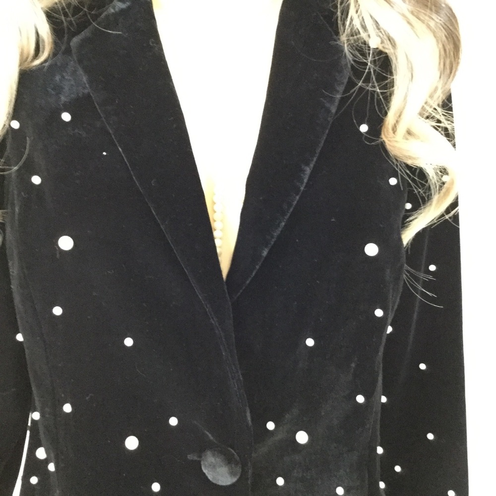 NWOT Donna Mizani Black Velvet Pearl Blazer - Picture 2 of 7